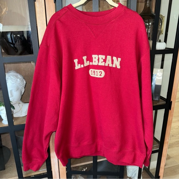 Vintage 90s L.L. Bean pullover sweater patch mock cream neck ribbed embroidered - Picture 8 of 8